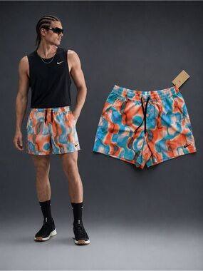 Nike Shorts Multifuncional Printed Men’s  Size L Blue Orange lightweight